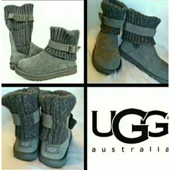 UGG BOOTS Suede TALL KNIT SHAFT CUFFED WOMENS SIZE 5 EXCELLENT CONDITION - Picture 4 of 12